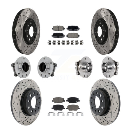 Front Rear Hub Bearings Coated Disc Brake Rotors And Pads Kit (10Pc) For Jeep Compass FWD KBB-131285