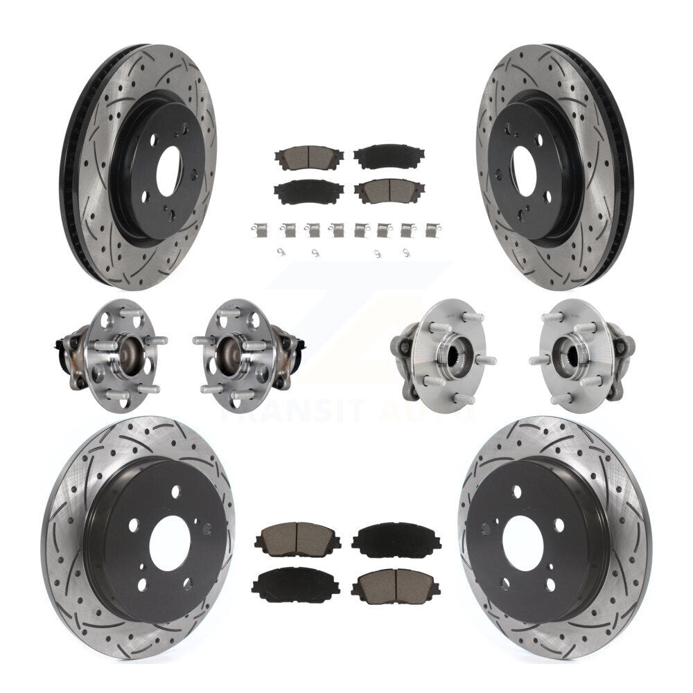 Front Rear Hub Bearing Coated Disc Brake Rotor And Ceramic Pad Kit (10Pc) For Toyota C-HR KBB-131286