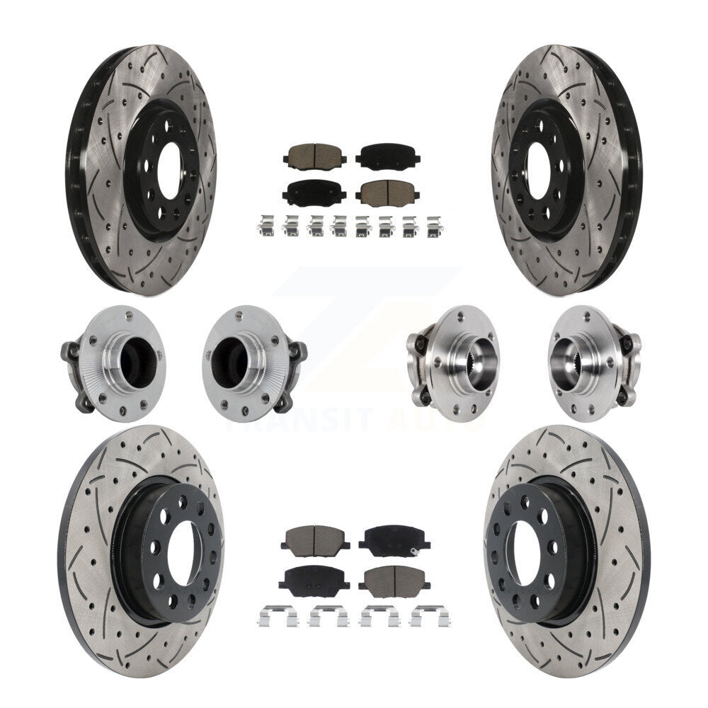 Front Rear Hub Bearing Coated Brake Rotor Pads Kit (10Pc) For Jeep Renegade Fiat 500X FWD KBB-131291