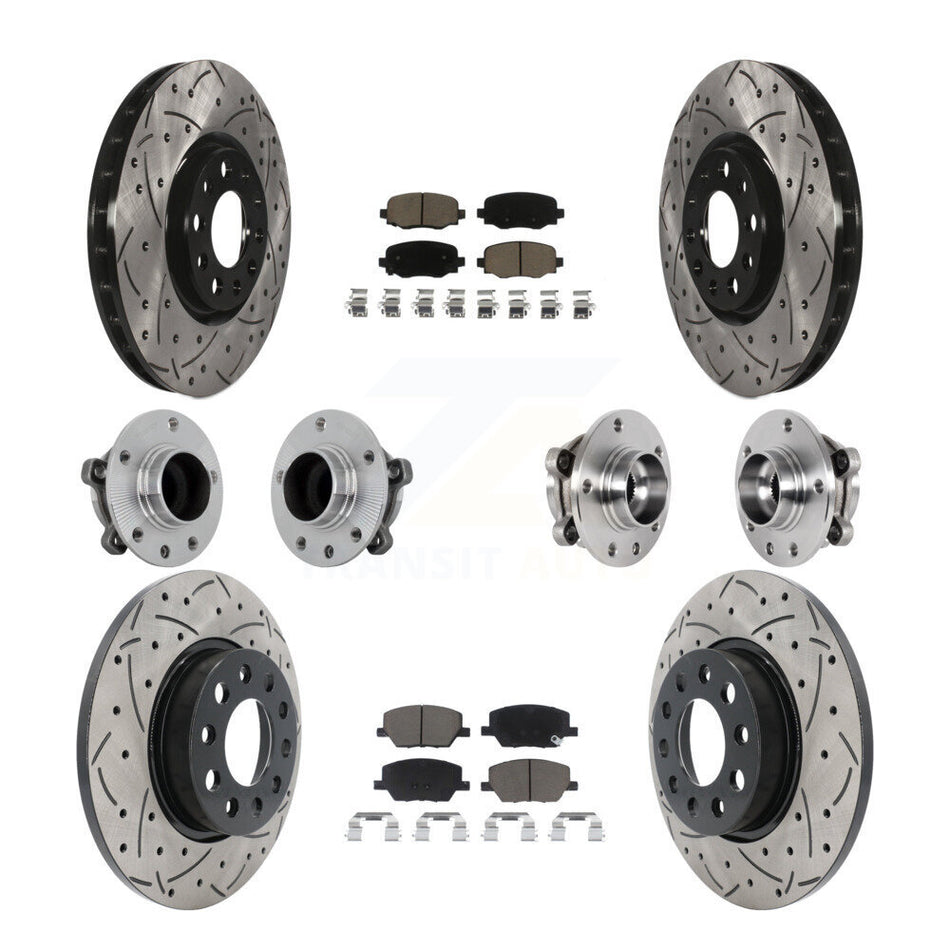 Front Rear Hub Bearing Coated Brake Rotor Pads Kit (10Pc) For Jeep Renegade Fiat 500X FWD KBB-131291