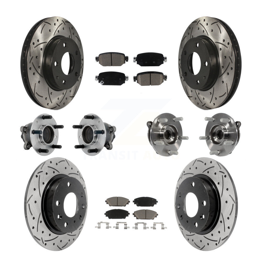 Front Rear Hub Bearing Coated Brake Rotor And Pad Kit (10Pc) For 2019-2021 Mazda CX-3 FWD KBB-131292