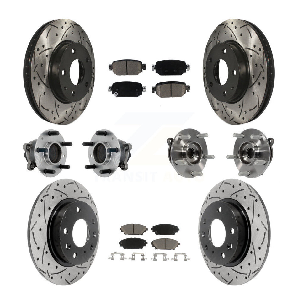 Front Rear Hub Bearing Coated Brake Rotor And Pad Kit (10Pc) For 2019-2021 Mazda CX-3 FWD KBB-131292