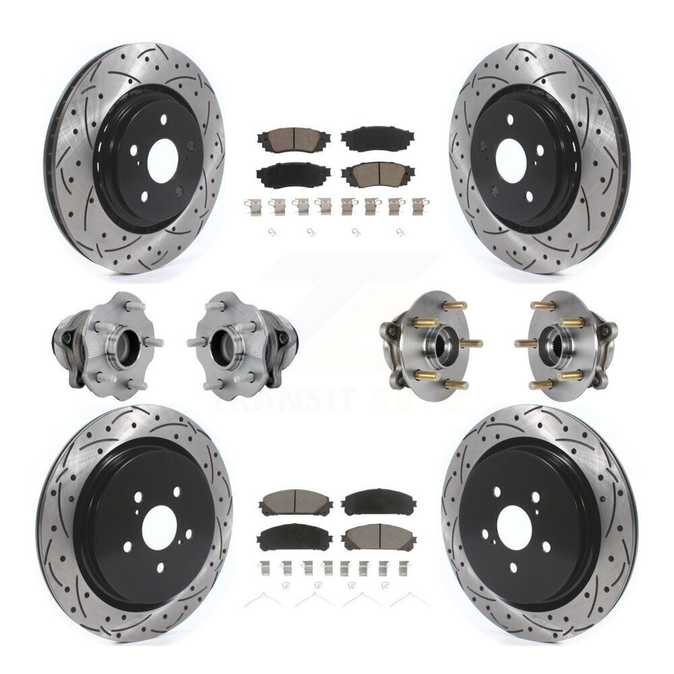 Front Rear Hub Bearing Coat Brake Rotor Pads Kit (10Pc) For Lexus RX350 RX350L RX450h FWD KBB-131297