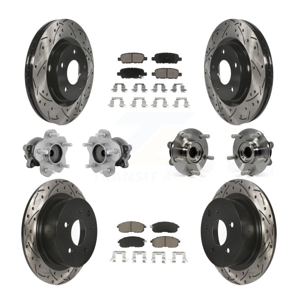 Front Rear Hub Bearing Coated Disc Brake Rotor And Ceramic Pad Kit (10Pc) For Nissan Juke KBB-131298