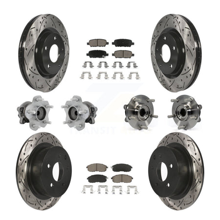 Front Rear Hub Bearing Coated Disc Brake Rotor And Ceramic Pad Kit (10Pc) For Nissan Juke KBB-131298