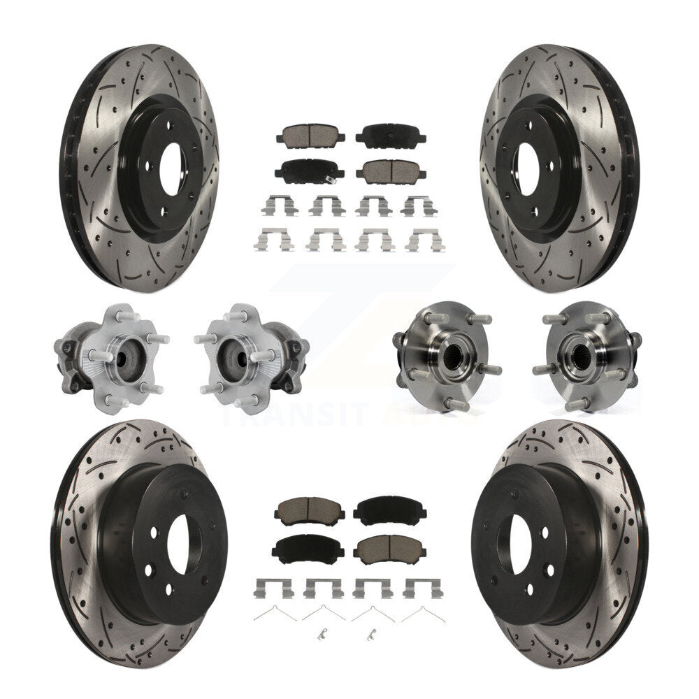 Front Rear Hub Bearing Coat Brake Rotor Pads Kit (10Pc) For Nissan Juke Nismo RS with FWD KBB-131299