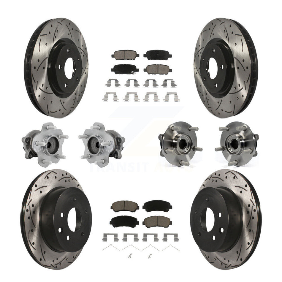 Front Rear Hub Bearing Coat Brake Rotor Pads Kit (10Pc) For Nissan Juke Nismo RS with FWD KBB-131299