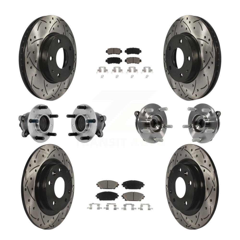 Front Rear Hub Bearing Coated Brake Rotor And Pad Kit (10Pc) For 2016-2018 Mazda CX-3 FWD KBB-131300