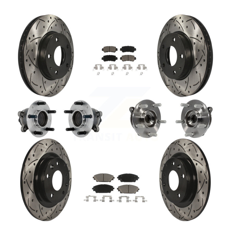 Front Rear Hub Bearing Coated Brake Rotor And Pad Kit (10Pc) For 2016-2018 Mazda CX-3 FWD KBB-131300
