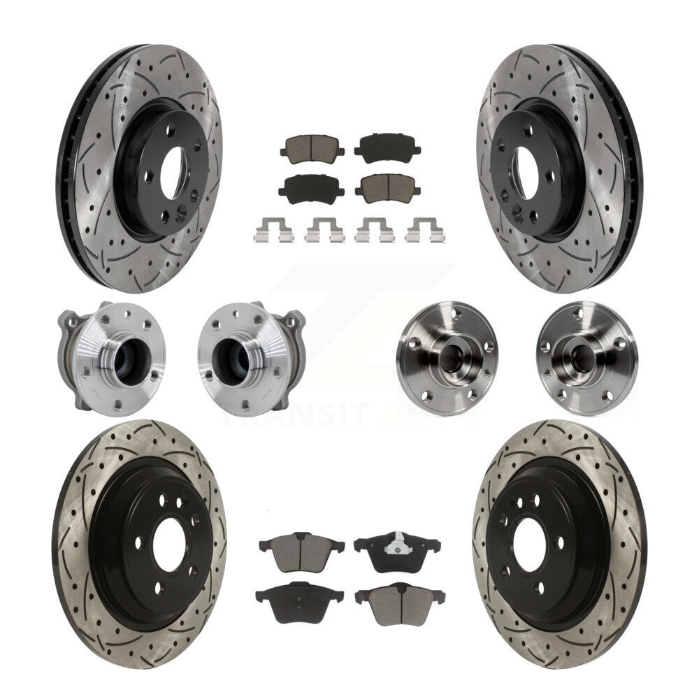 Front Rear Hub Bearing Coated Disc Brake Rotors And Ceramic Pads Kit (10Pc) For Volvo V70 KBB-131302