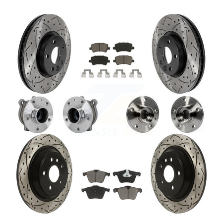 Front Rear Hub Bearing Coated Disc Brake Rotors And Ceramic Pads Kit (10Pc) For Volvo V70 KBB-131302