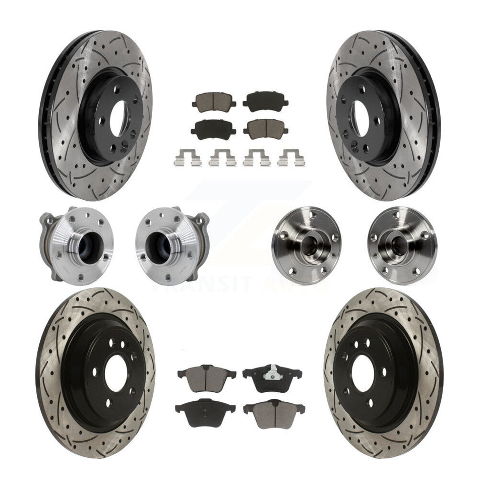 Front Rear Hub Bearing Coated Disc Brake Rotors And Ceramic Pads Kit (10Pc) For Volvo V70 KBB-131302