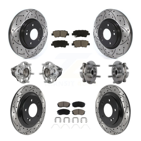 Front Rear Hub Bearing Coated Disc Brake Rotor And Pads Kit (10Pc) For Hyundai Elantra GT KBB-131303