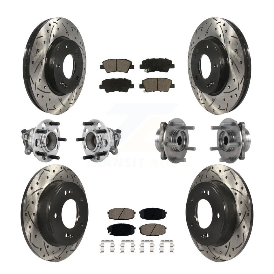Front Rear Hub Bearing Coated Brake Rotor Pad Kit (10Pc) For Kia Forte Hyundai Elantra GT KBB-131304