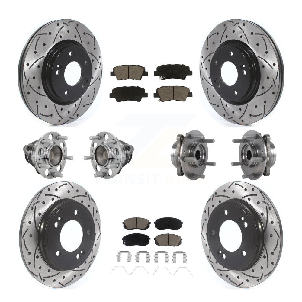 Front Rear Hub Bearing Coated Brake Rotor & Pad Kit (10Pc) For Kia Forte Hyundai Veloster KBB-131306