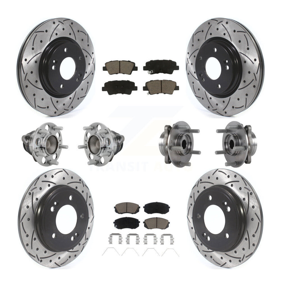 Front Rear Hub Bearing Coated Brake Rotor & Pad Kit (10Pc) For Kia Forte Hyundai Veloster KBB-131306