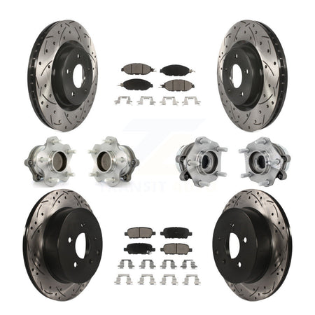 Front Rear Hub Bearing Coated Disc Brake Rotors And Pads Kit (10Pc) For Nissan Murano FWD KBB-131310