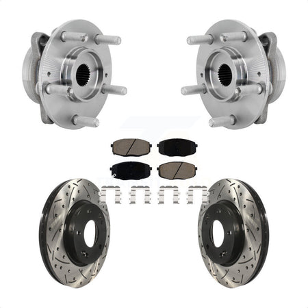 Front Hub Bearing Assembly Drilled Slot Brake Rotor & Pad Kit For Hyundai Kona Kia Seltos KBB-131318