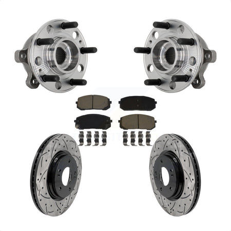 Front Hub Bearing Assembly Coat Drill Slot Brake Rotor Pads Kit For Hyundai Sonata Kia K5 KBB-131321