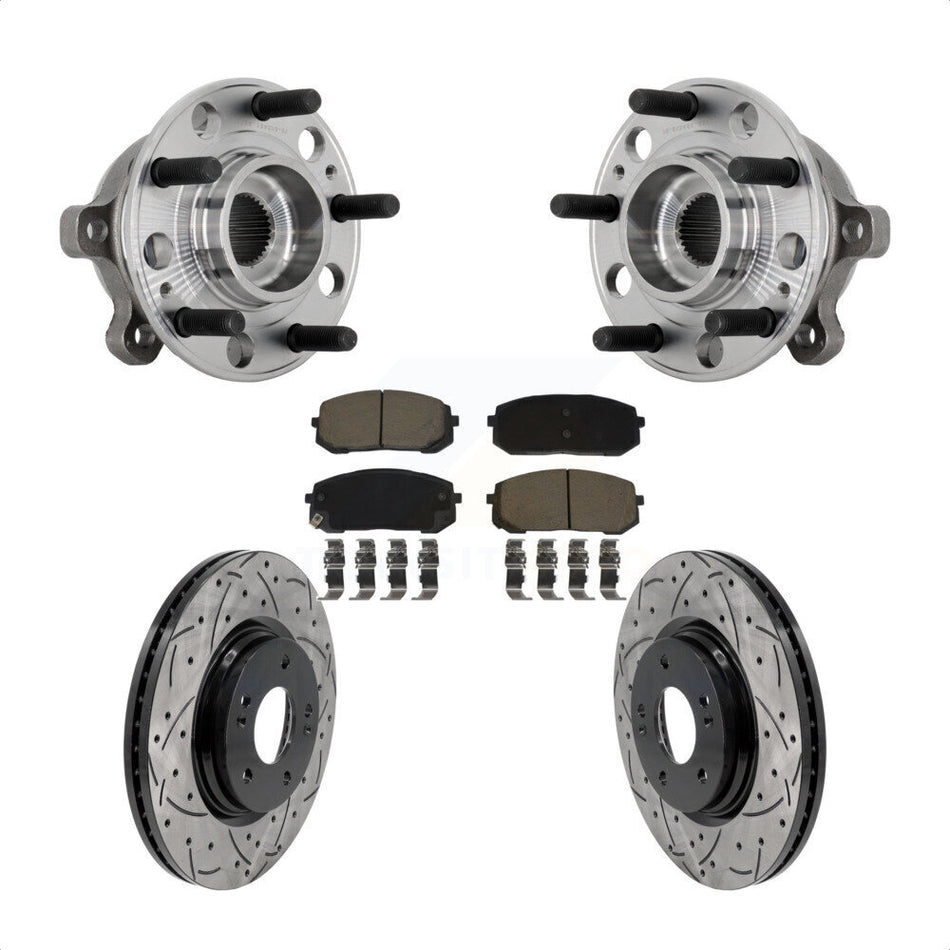 Front Hub Bearing Assembly Coat Drill Slot Brake Rotor Pads Kit For Hyundai Sonata Kia K5 KBB-131321