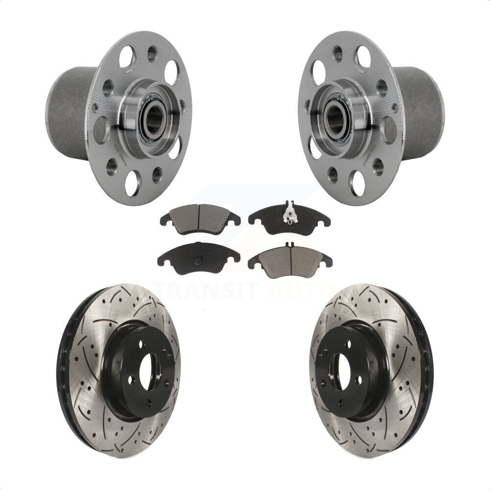 Front Hub Bearing Coated Drill Slot Brake Rotor Pads Kit For Mercedes-Benz E350 E400 E250 KBB-131324