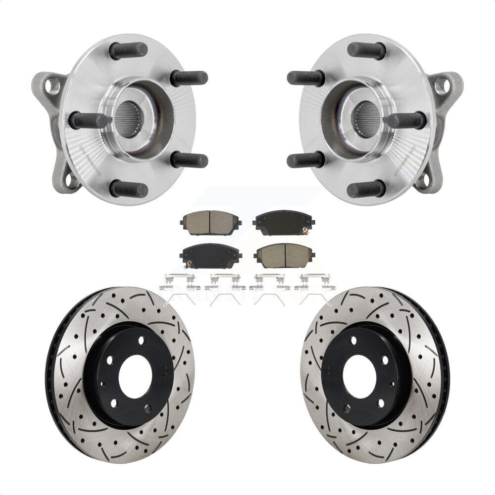 Front Hub Bearing Assembly Coat Drill Slot Brake Rotor Pads Kit For 2021-2022 Mazda 3 FWD KBB-131325