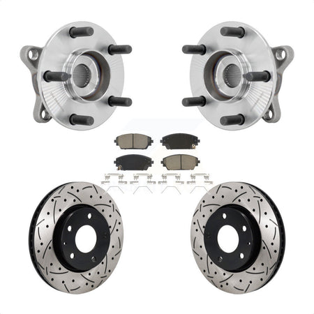 Front Hub Bearing Assembly Coat Drill Slot Brake Rotor Pads Kit For 2021-2022 Mazda 3 FWD KBB-131325