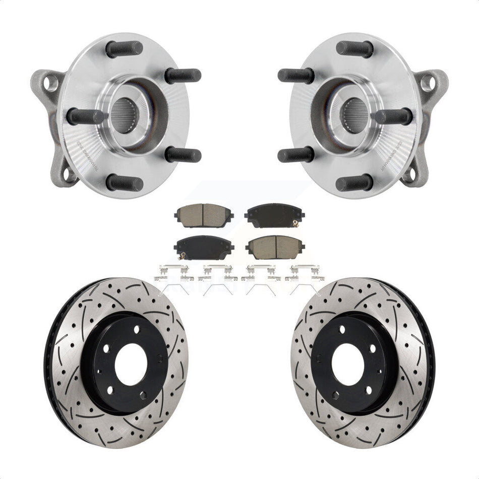 Front Hub Bearing Assembly Coat Drill Slot Brake Rotor Pads Kit For 2021-2022 Mazda 3 FWD KBB-131325