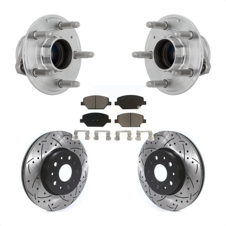 Front Hub Bearing Assembly Coated Drilled Slot Brake Rotor & Pad Kit For Chevrolet Camaro KBB-131328