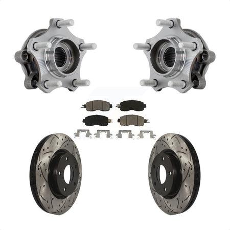Front Hub Bearing Assembly Drilled Slot Brake Rotor & Pad Kit For 2019-2023 Nissan Altima KBB-131336