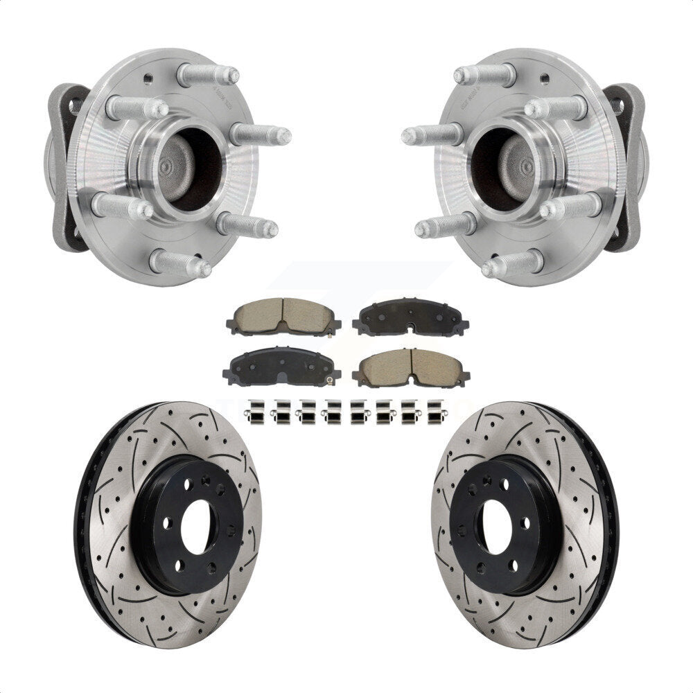 Front Hub Bearing Drilled Slot Brake Rotor Pads Kit For Chevrolet Colorado GMC Canyon RWD KBB-131337