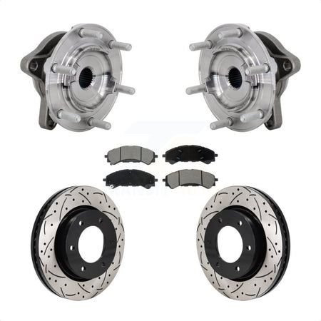 Front Hub Bearing Assembly Drilled Slot Brake Rotor Pad Kit For 2019-2023 Ford Ranger 4WD KBB-131338