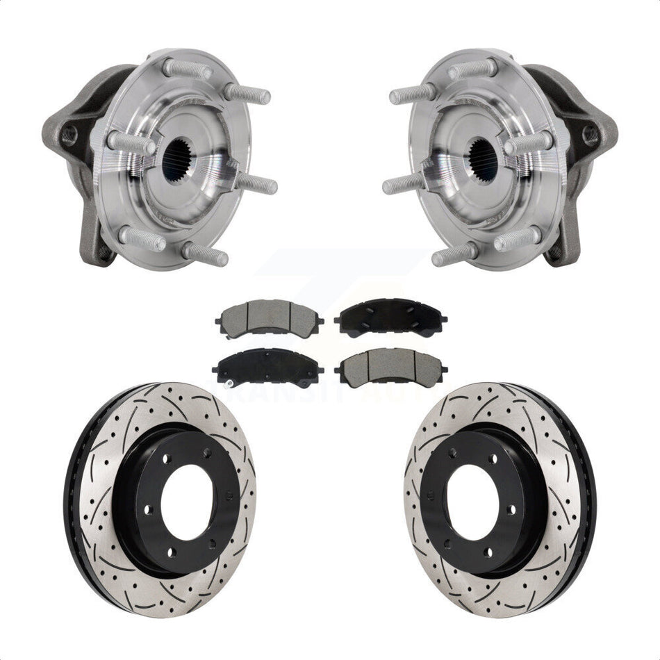 Front Hub Bearing Assembly Drilled Slot Brake Rotor Pad Kit For 2019-2023 Ford Ranger 4WD KBB-131338