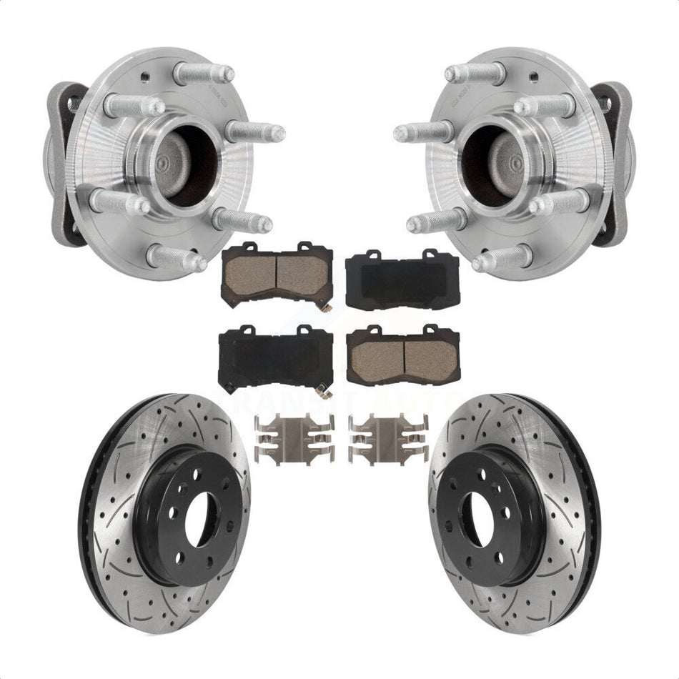 Front Hub Bearing Drilled Slot Brake Rotor Pads Kit For Chevrolet Colorado GMC Canyon RWD KBB-131339
