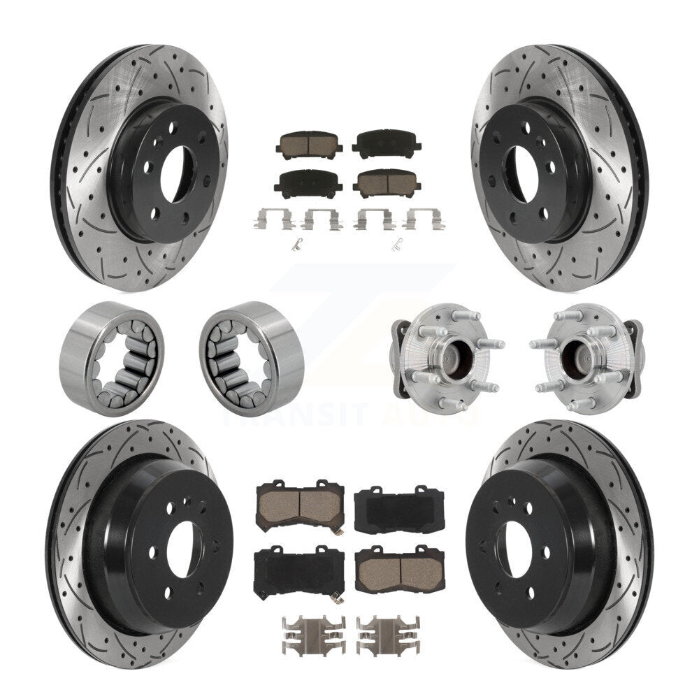 Front Rear Hub Bearing Coated Brake Rotor Pads Shoe Kit (10Pc) For Chevrolet Colorado GMC KBB-131343
