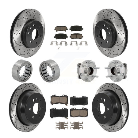Front Rear Hub Bearing Coated Brake Rotor Pads Shoe Kit (10Pc) For Chevrolet Colorado GMC KBB-131343