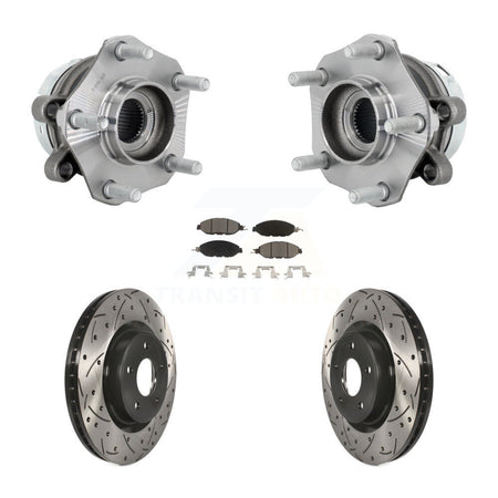 Front Hub Bearing Assembly Coated Drilled Slotted Brake Rotor & Pad Kit For Nissan Murano KBB-131344