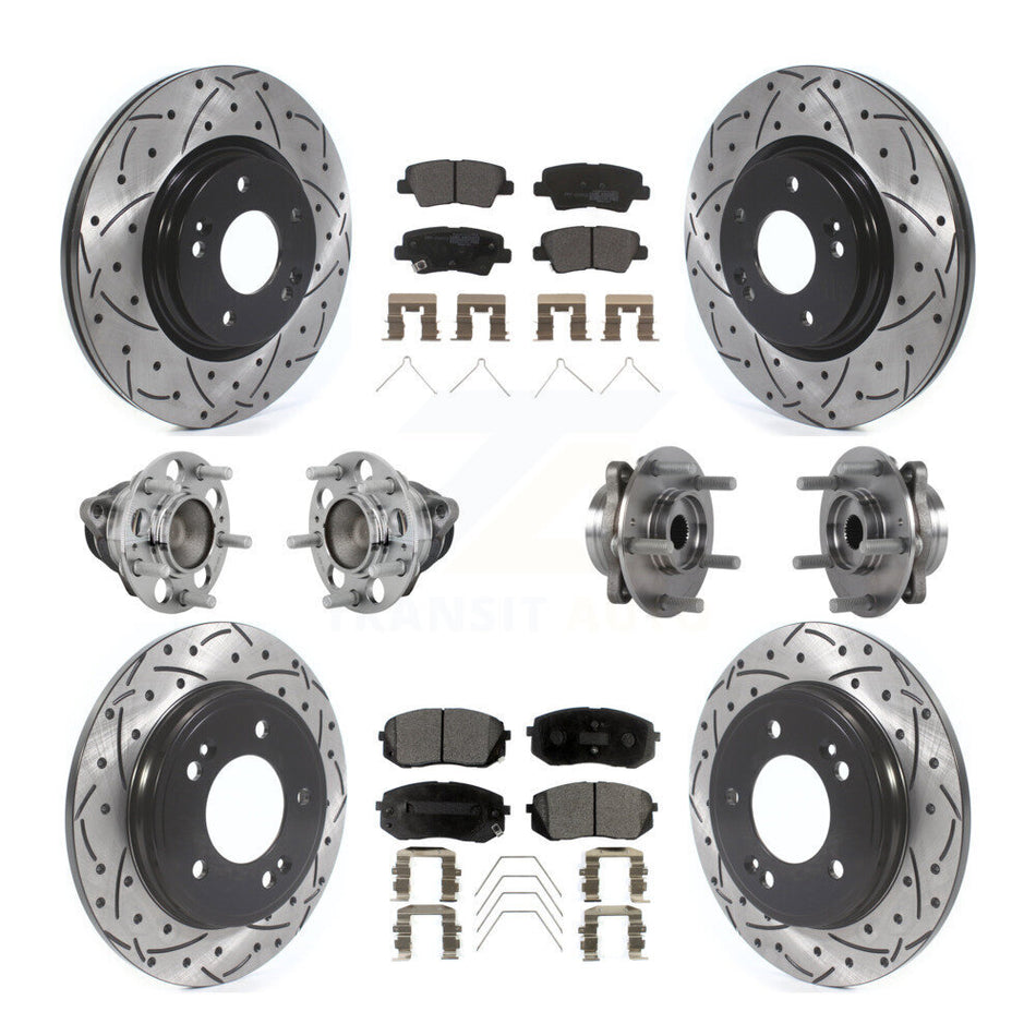 Front Rear Hub Bearing Coated Brake Rotor & Pad Kit (10Pc) For Kia Forte Hyundai Veloster KBB-131347