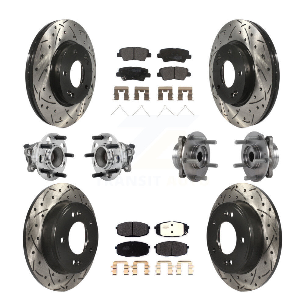 Front Rear Hub Bearing Coated Brake Rotor Pad Kit (10Pc) For Kia Forte Hyundai Elantra GT KBB-131349
