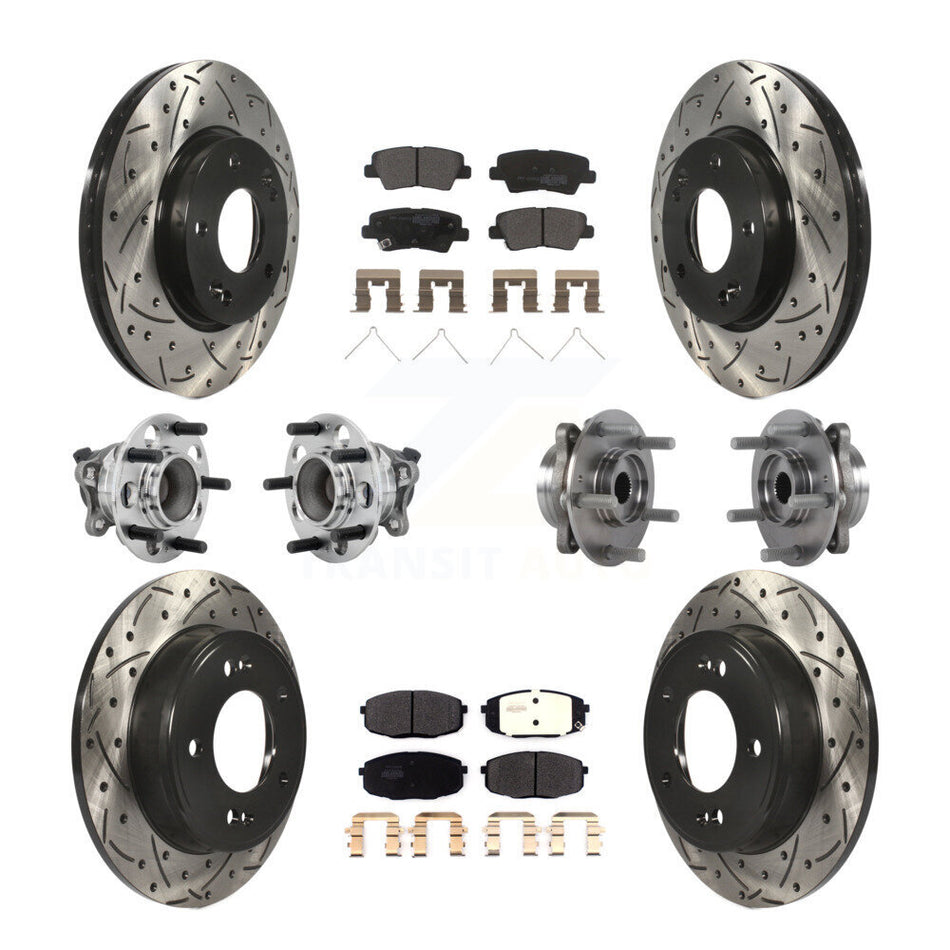 Front Rear Hub Bearing Coated Brake Rotor Pad Kit (10Pc) For Kia Forte Hyundai Elantra GT KBB-131349