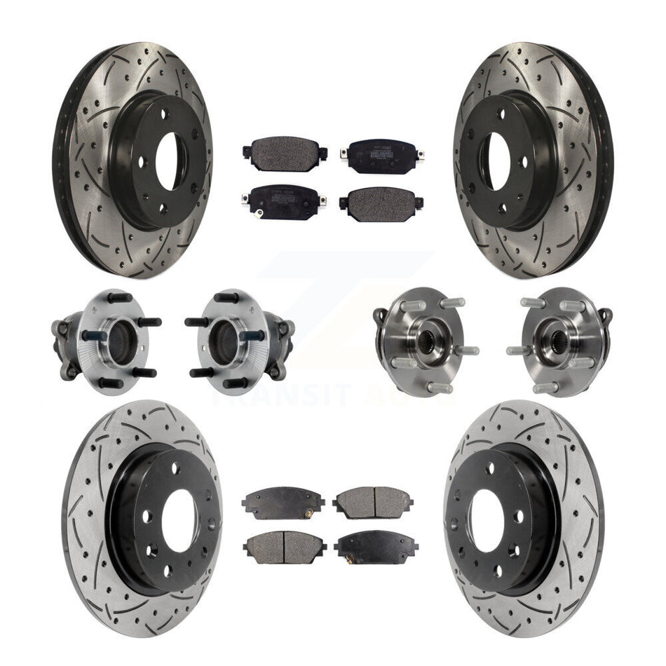 Front Rear Hub Bearing Coated Brake Rotor And Pad Kit (10Pc) For 2019-2021 Mazda CX-3 FWD KBB-131351