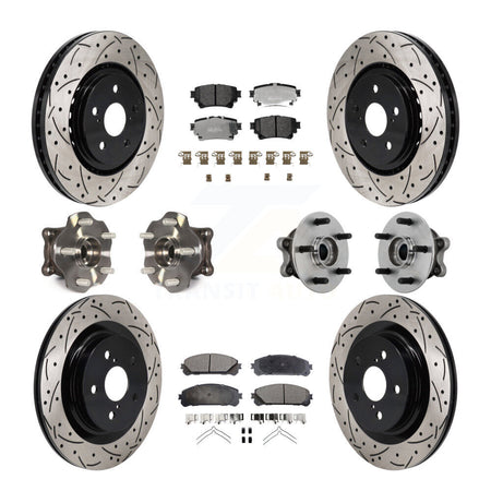 Front Rear Hub Bearing Coated Brake Rotor Pads Kit (10Pc) For 2021-2023 Toyota Sienna AWD KBB-131358