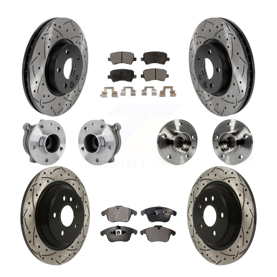 Front Rear Hub Bearing Coated Disc Brake Rotor Pad Kit (10Pc) For 2013-2014 Volvo S60 FWD KBB-131361