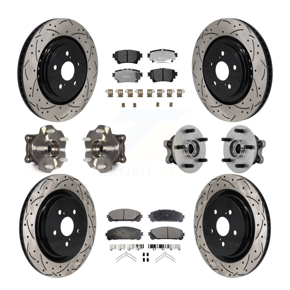 Front Rear Hub Bearing Coated Brake Rotor Pads Kit (10Pc) For 20-22 Toyota Highlander AWD KBB-131367