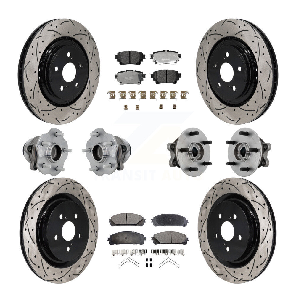 Front Rear Hub Bearing Coated Brake Rotor Pads Kit (10Pc) For 20-22 Toyota Highlander FWD KBB-131368
