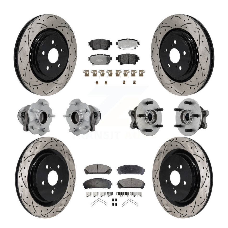 Front Rear Hub Bearing Coated Brake Rotor Pads Kit (10Pc) For 20-22 Toyota Highlander FWD KBB-131368