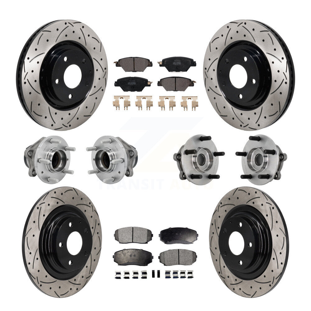 Front Rear Hub Bearing Coated Brake Rotor And Pad Kit (10Pc) For 2016-2021 Mazda CX-9 FWD KBB-131371