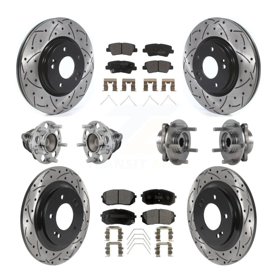 Front Rear Hub Bearing Coated Disc Brake Rotor And Pads Kit (10Pc) For Hyundai Elantra GT KBB-131372