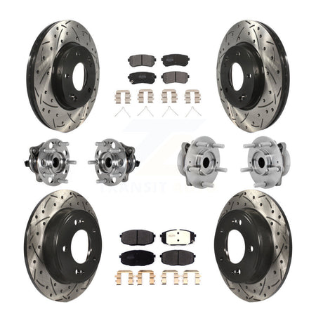 Front Rear Hub Bearings Coated Disc Brake Rotors And Pads Kit (10Pc) For Hyundai Kona KBB-131374