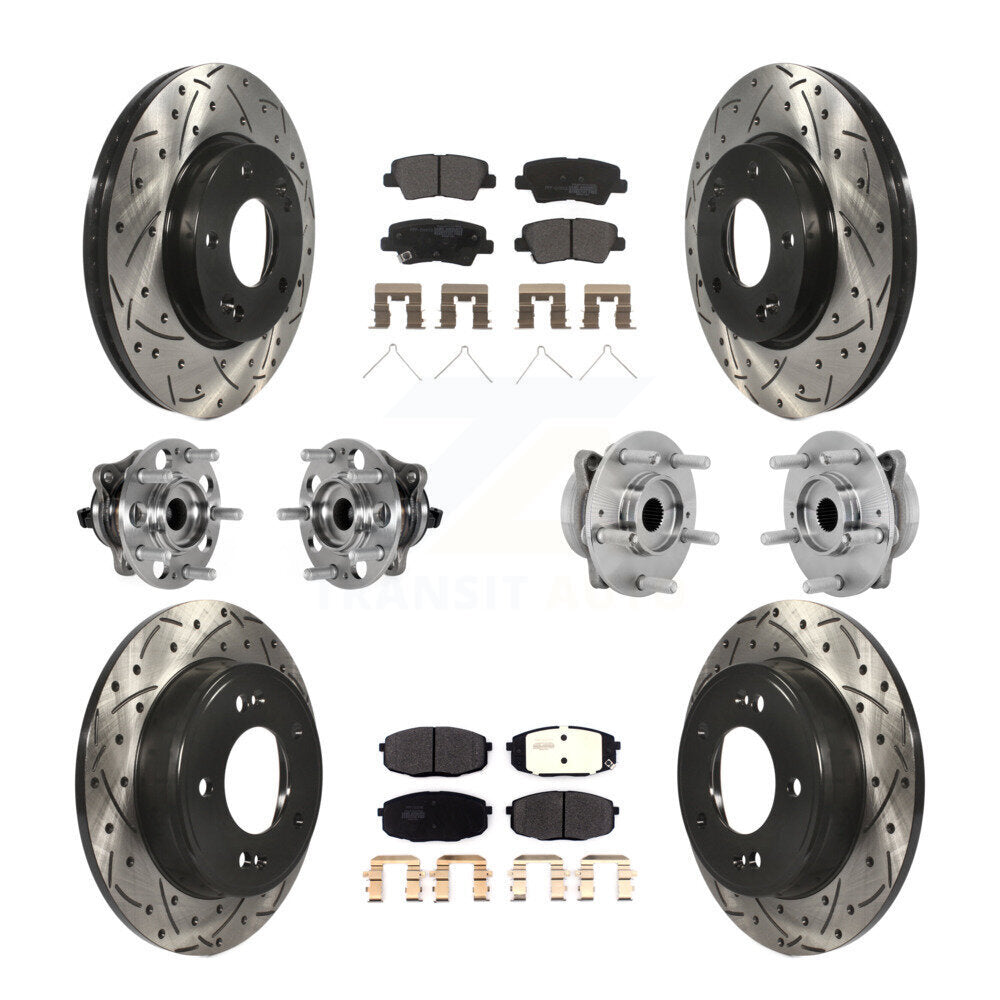 Front Rear Hub Bearing Coat Brake Rotor Pads Kit (10Pc) For 22 Hyundai Kona FWD with 2.0L KBB-131377